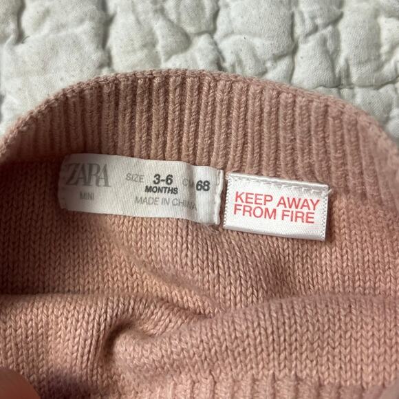 Zara Baby Blush Sweater Knit Footed Leggings 3-6 Months - Picture 3 of 3